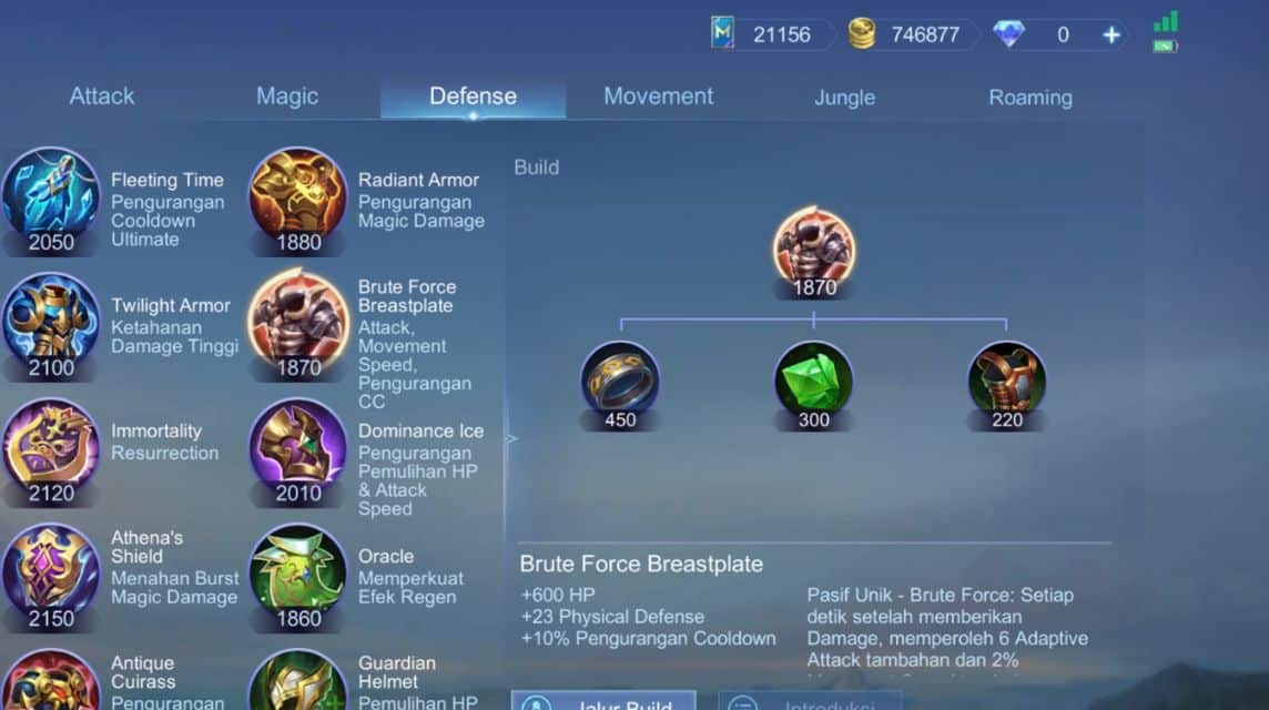 item dan hero counter bane jungle ml