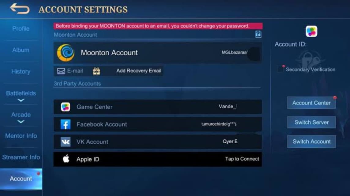 Cara Unbind Akun Moonton