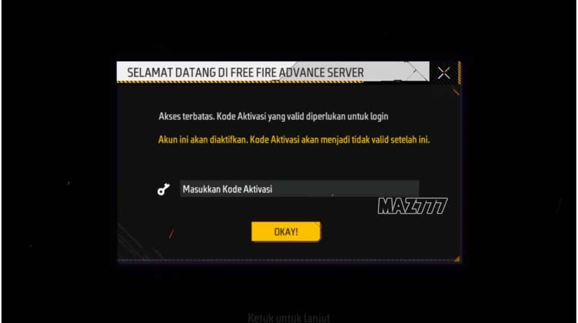 cara mendapatkan kode aktivasi ff advance server